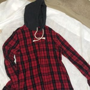 Vans flannel button up jacket with hood